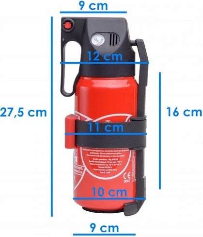 Aparat zjarrfikës me pluhur Gloria P1-GAM 1 kg, 8A 34B, për klasa A/B/C, i kuq, set me trekëndësh dhe jelek reflektues