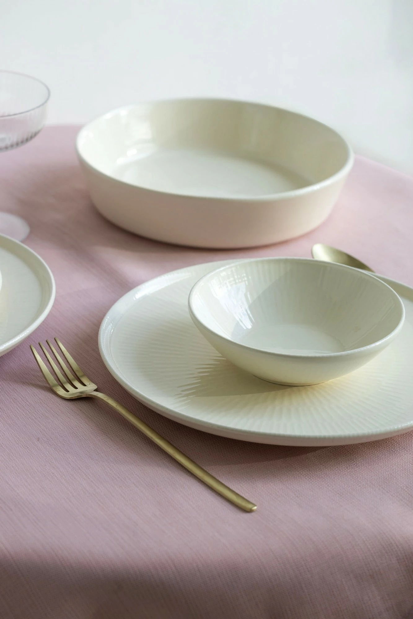Set 6 pjata të thella Hermia, krem, NON0017