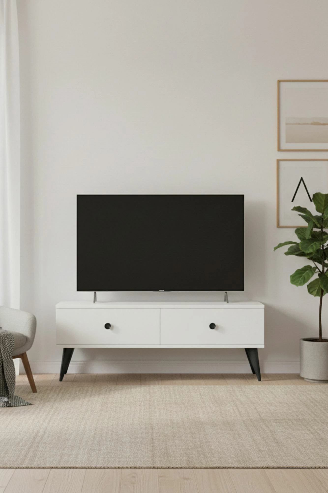 Komodë TV Skye Decor, Mona 120, e bardhë
