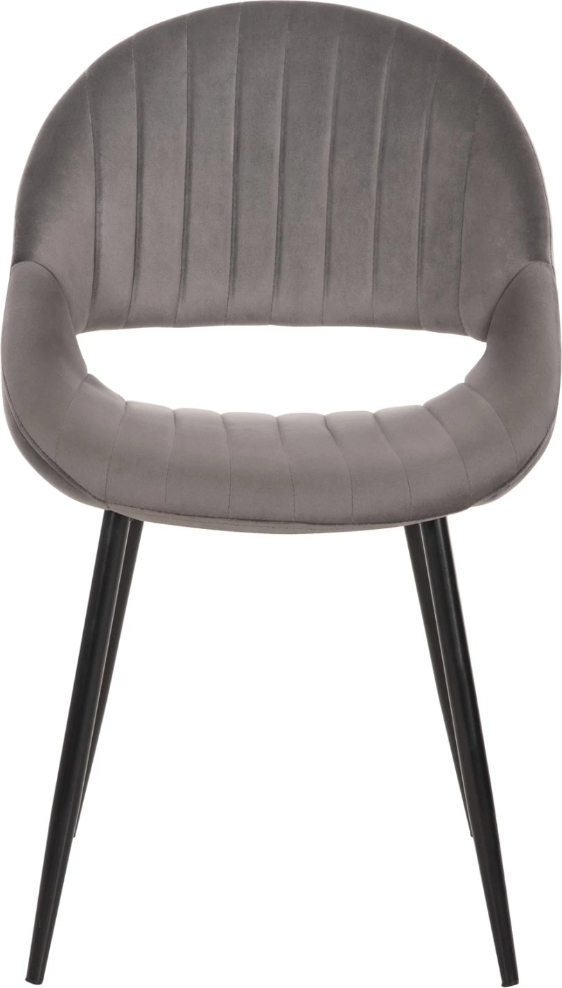 Karrige për ngrënie ODEN FH9001.01, kadife gri, këmbë metalike të zeza, 52x55x84H cm