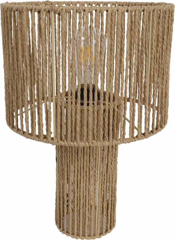 Llambë tavoline Thasos, litar letre, hekur, natyrale, 36x36x51cm