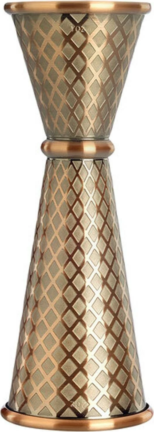 Jigger japonez, BarFly, Diamond Lettice, 30/60 ml, çelik inox 18/8, bakër antik