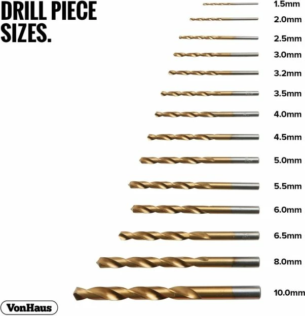 Set majash për shpim VONHAUS 15/257 99 copë 1.5–10 mm, portokalli