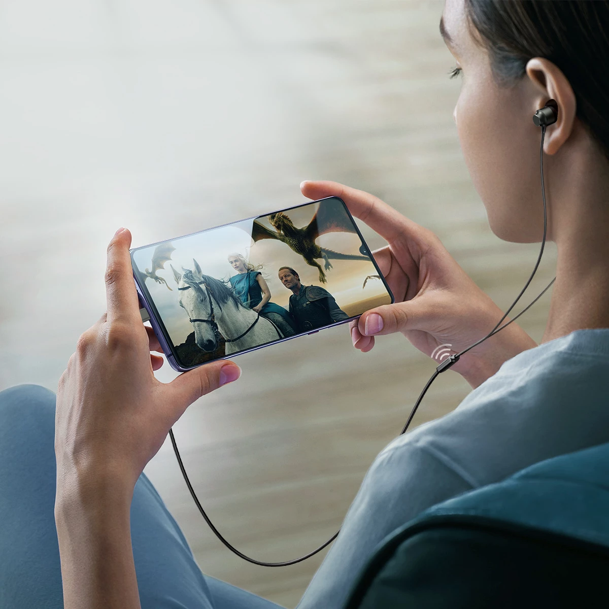 Kufje në vesh Joyroom JR-EC06, USB-C, me mikrofon, drajvera 10 mm Hi‑Fi, kabllo 1.2 m, gri