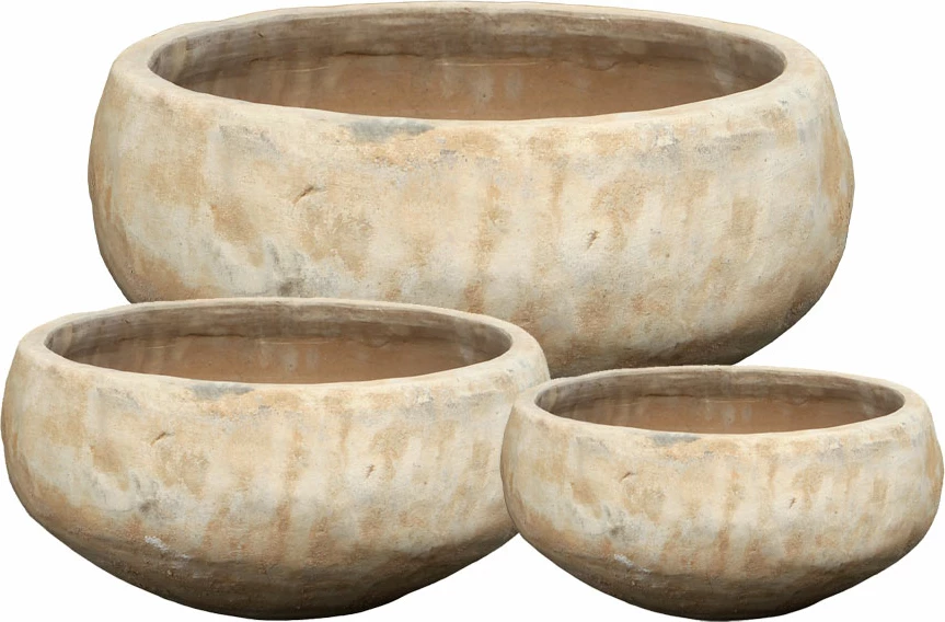 Set vazo PORTER, 3 copë, terrakotë, bezhë, 40x40x19cm