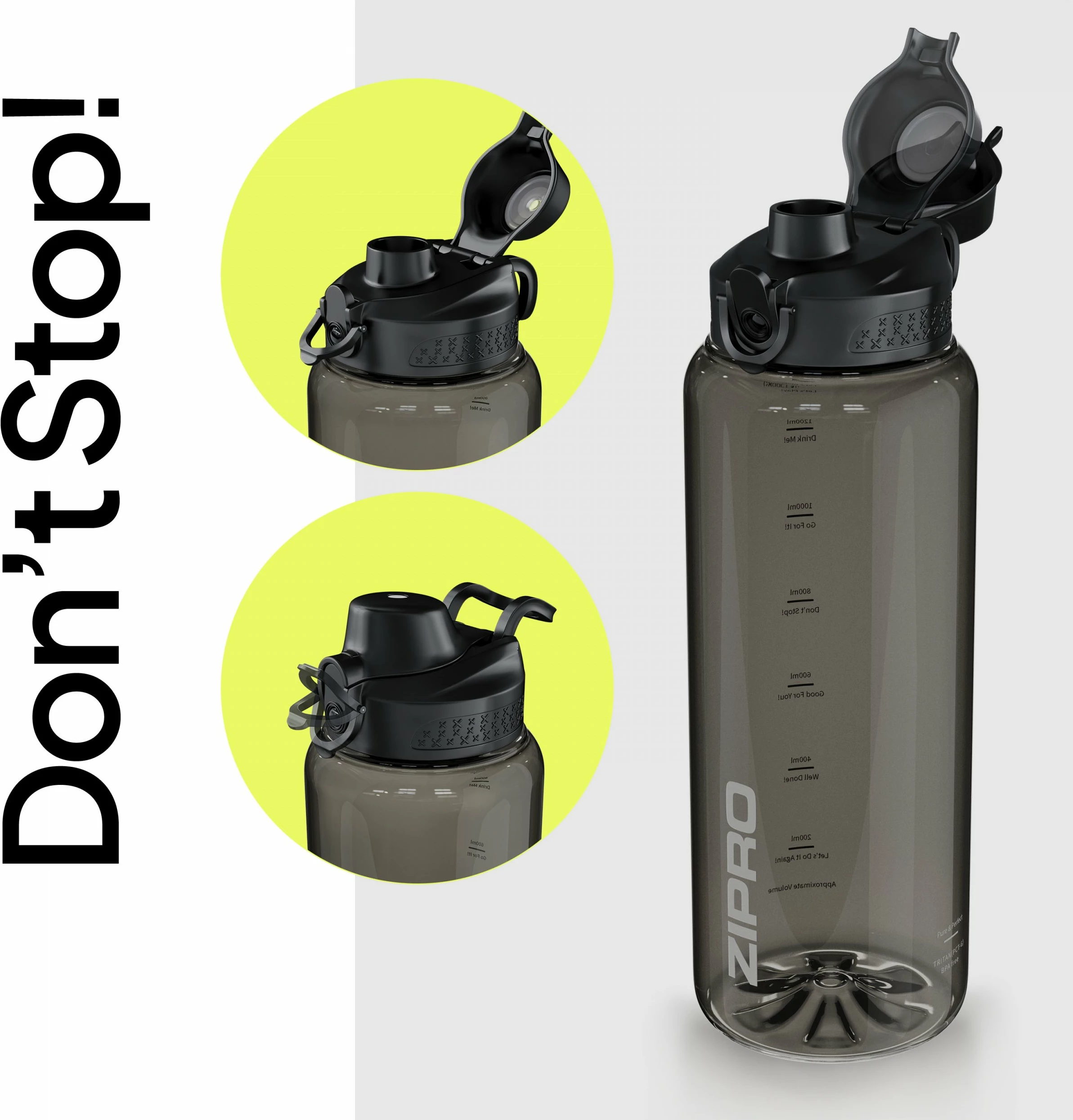Shishe uji Zipro Tritan 1500 ml, BPA free, me sitë/infuzer frutash, e zezë