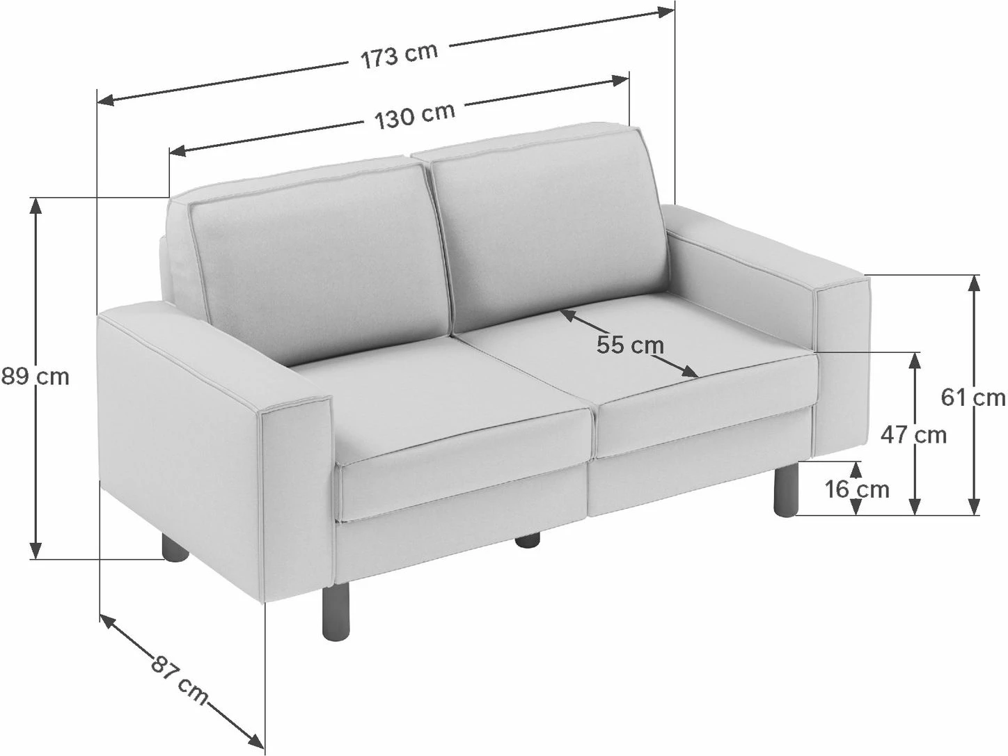 Divan dy ulëshe Atelier del Sofa, ngjyrë Milk Froth, këmbë dru arre