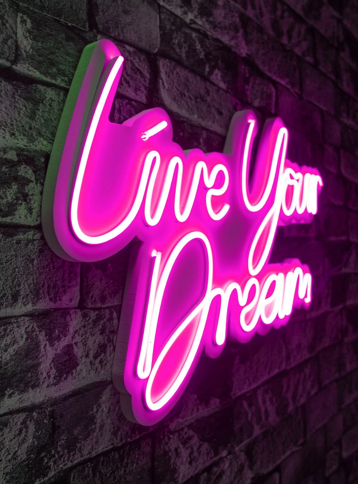 Dekor dritash LED plastike, 'Live Your Dream', ngjyrë rozë