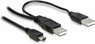 Kabllo USB Y DeLOCK, 2x USB-A në Mini-USB B, 1 m, e zezë