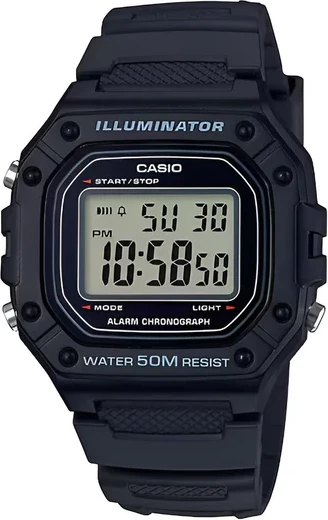 Orë dore Casio W-218H-1AV, e zezë