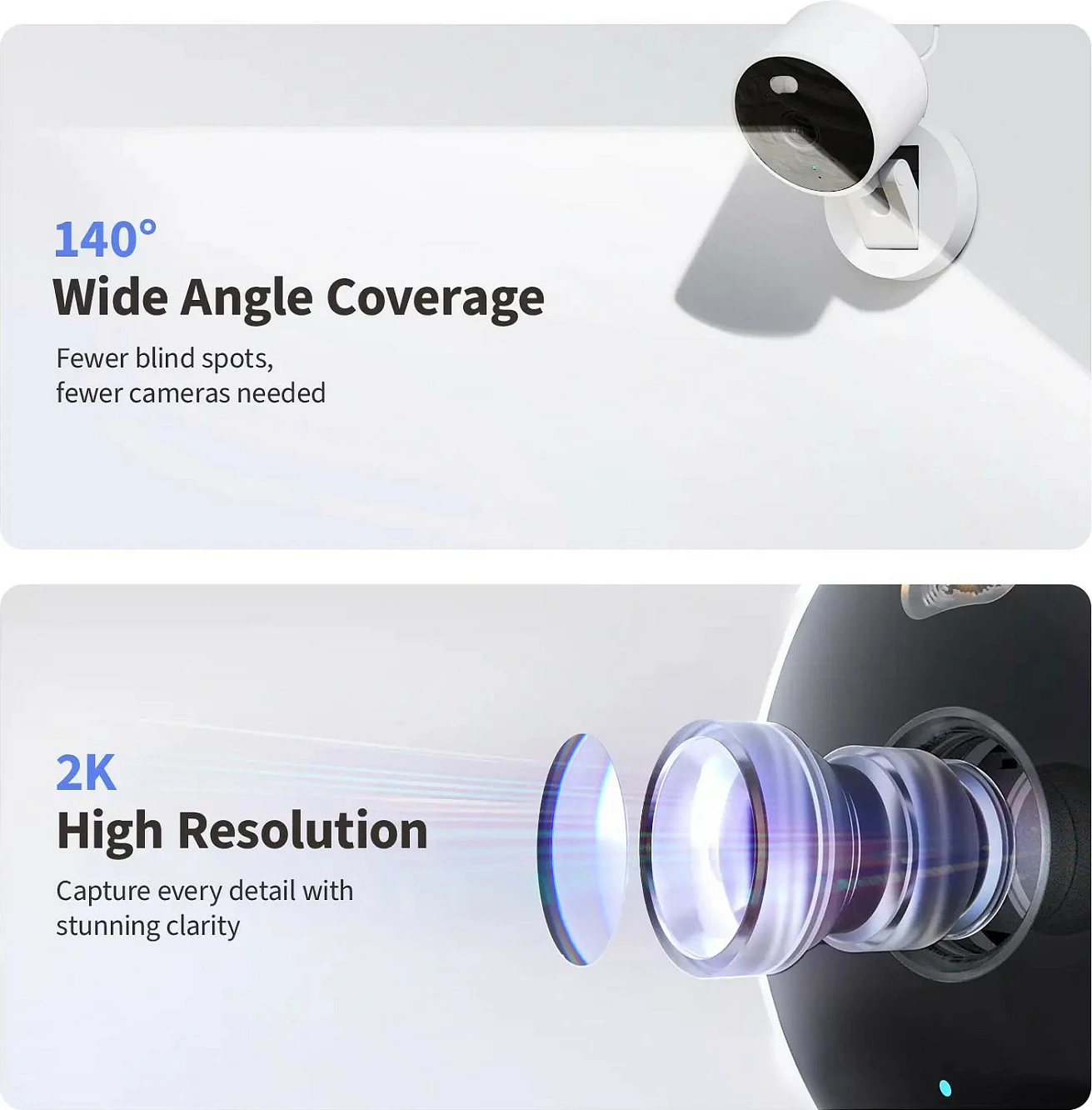 Kamerë sigurie IP Aqara G100, 2K, Wi‑Fi 6, microSD deri 512GB, Night Vision, e zezë