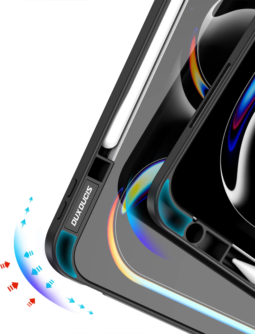 Mbështjellës për iPad Dux Ducis Magi për iPad Pro 13\" (2024/2025), me stand, me pjesë të pasme transparente të ndashme, i zi, në kuti