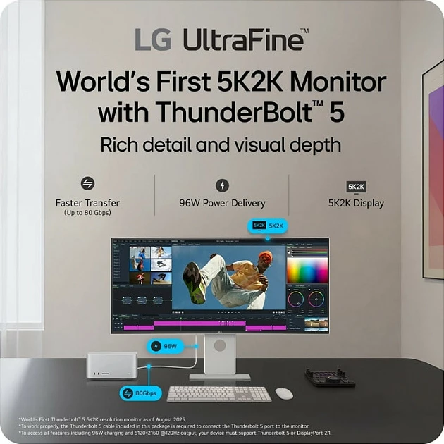 Monitor LG UltraFine 40U990A-W, 40", 5K2K 5120x2160, Nano IPS Black, Thunderbolt 5, FreeSync Premium, i zi