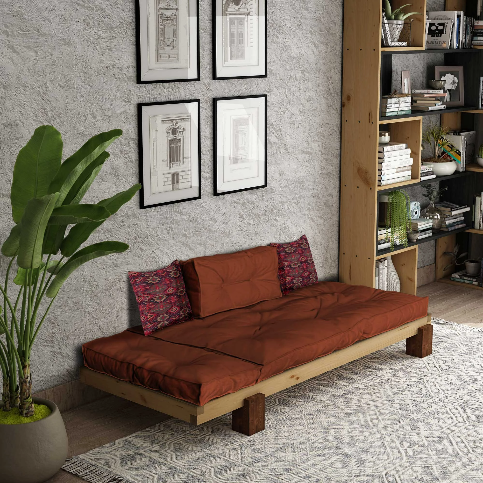 Lounge Atelier del Sofa, ngjyrë natyrale dhe e kuqe tjegull, CPT8373-200
