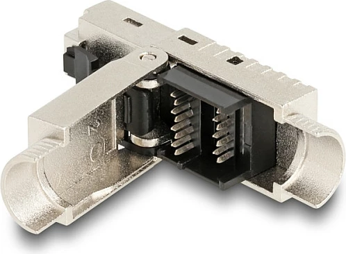 Konektor RJ45 DeLOCK Cat6a, montim pa vegla, me glandë kablli dhe kapak pluhuri, argjend
