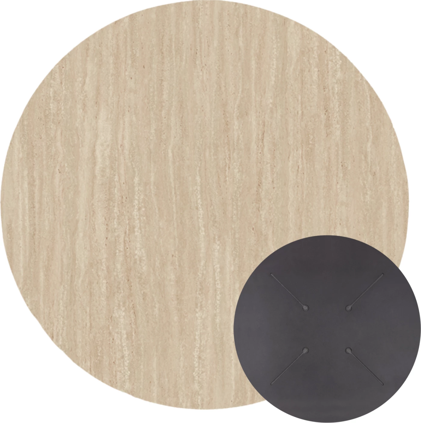 Sipërfaqe tavoline rrethore HPL, ngjyrë travertin, set prej 2 copë, Φ70cm, FH5842.35