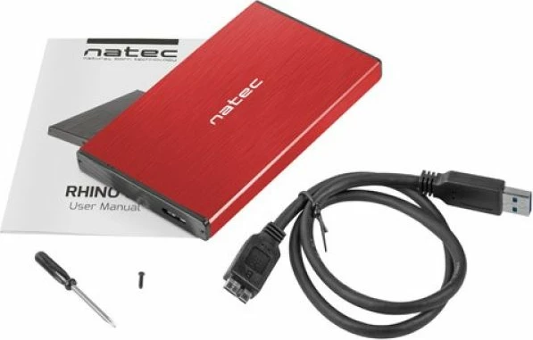 Kutia për hard disk të jashtëm NATEC Rhino Go NKZ-1279, e kuqe