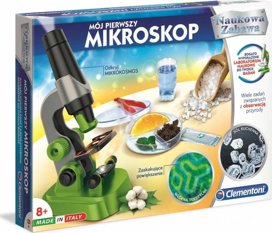 Mikroskop lodër Clementoni 50071 P6, zmadhim deri 150x, set me slajde, i gjelbër