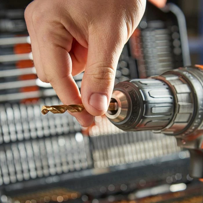 Set maje shpimi VONHAUS 3515384, 246 copë, për dru/metal/beton, me kasë, zi/portokalli