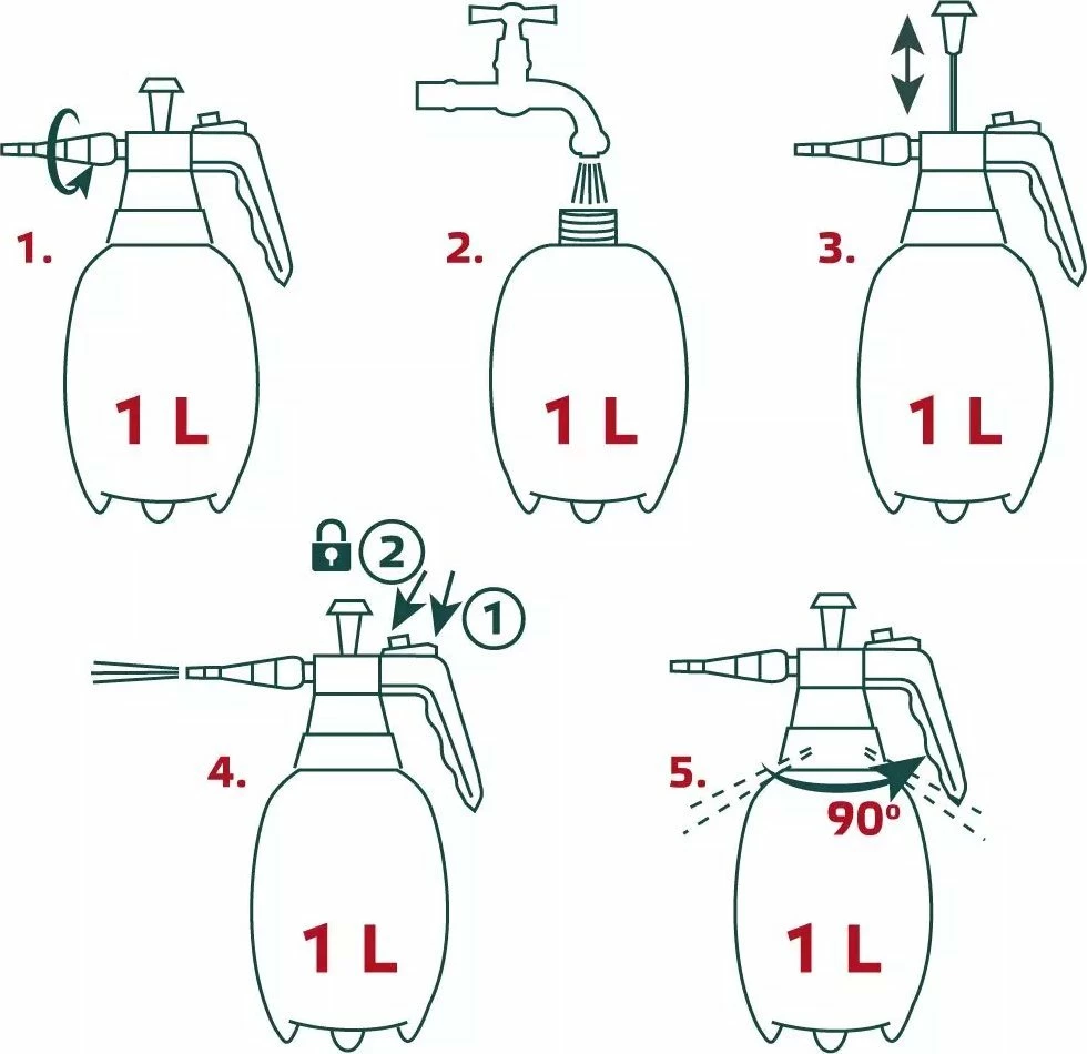 Spërkatës me presion Verto 15G501, 1 L, gjelbër/bardhë