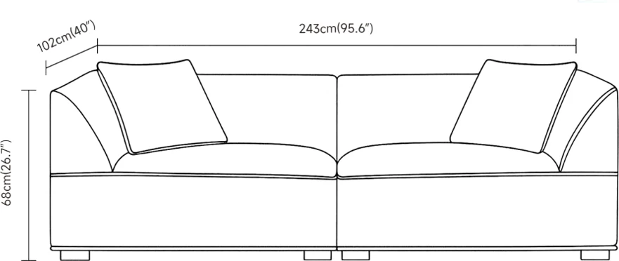 Divan Ruler, 3 vende, ngjyrë kafe, 243x101x69cm