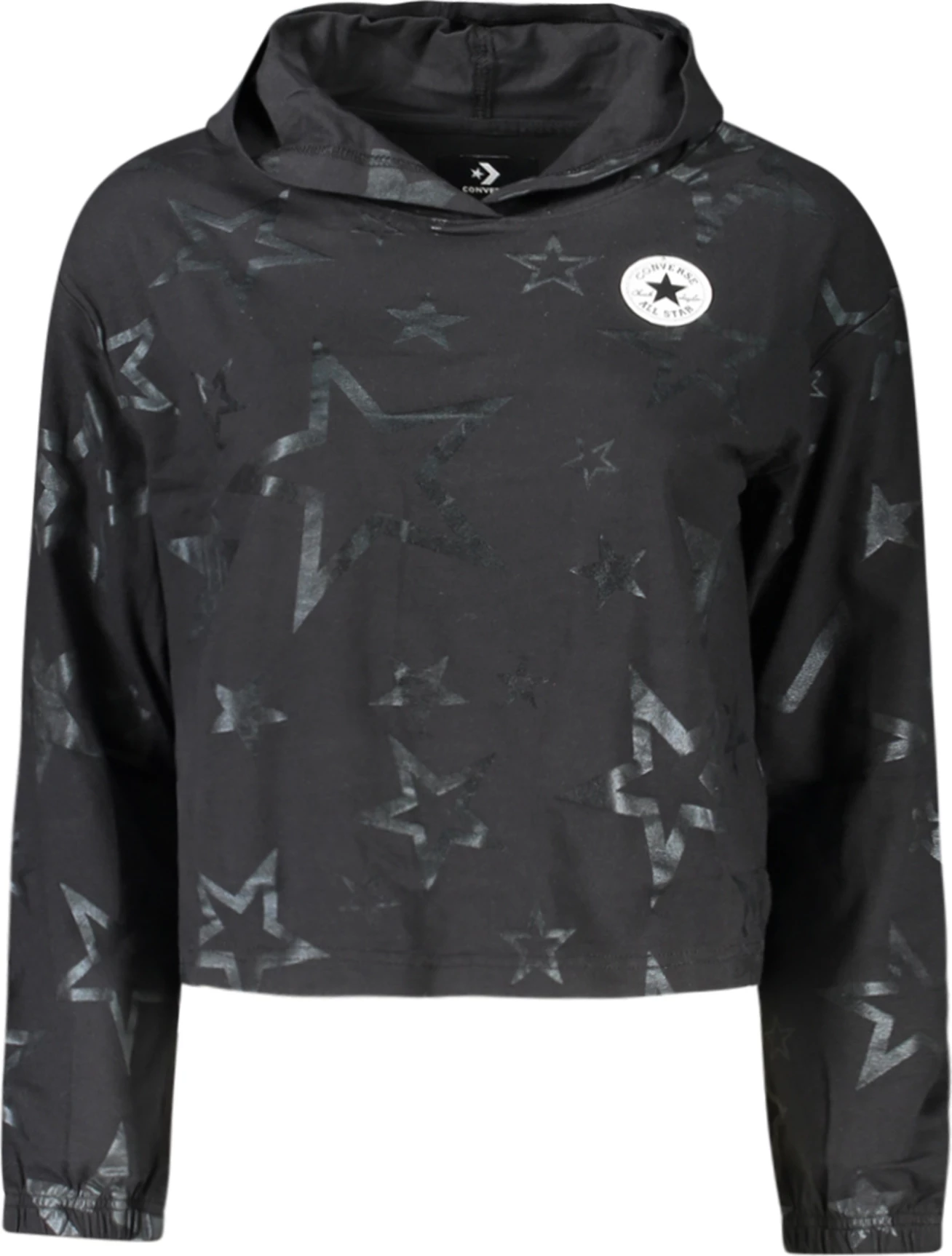 Maicë me kapuç Converse me mëngë të gjata për vajza, e zezë