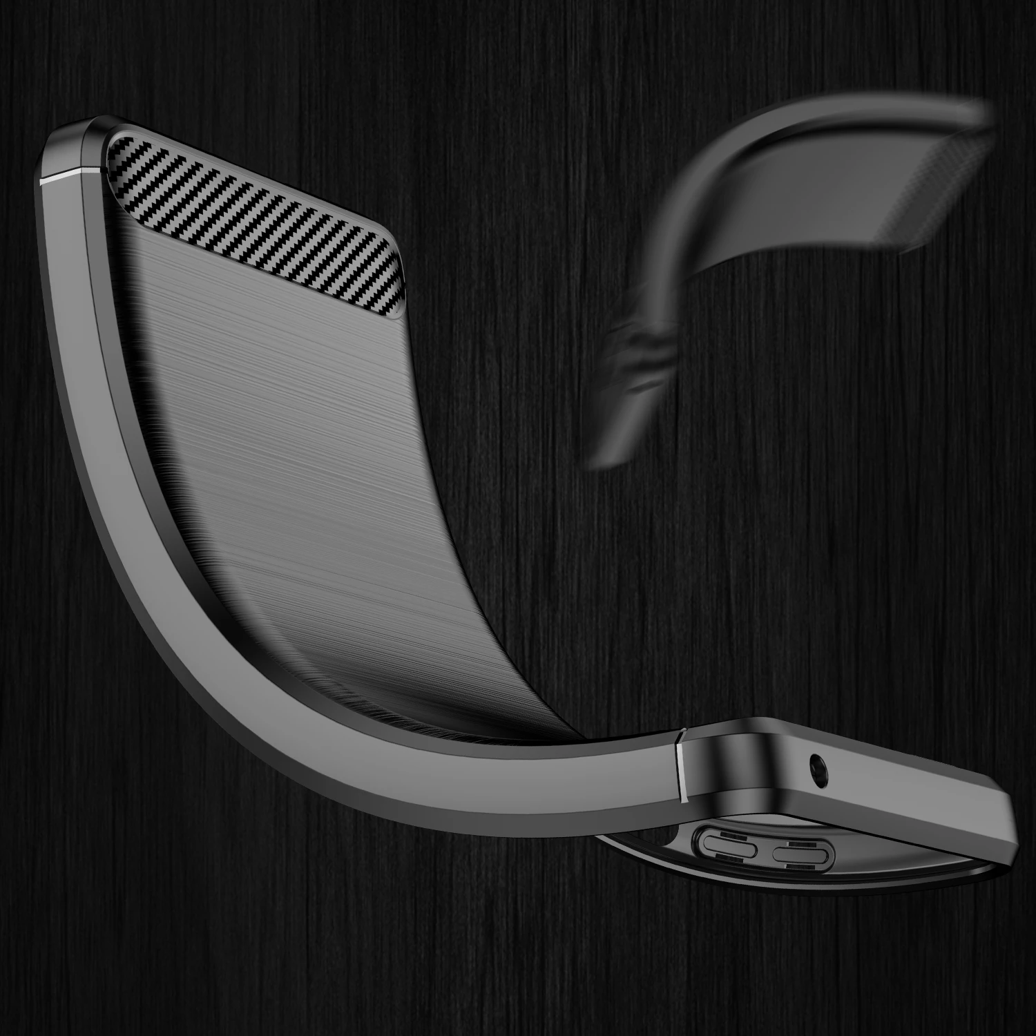 Mbështjellës Hurtel Carbon Case për Realme 9 Pro+, i zi