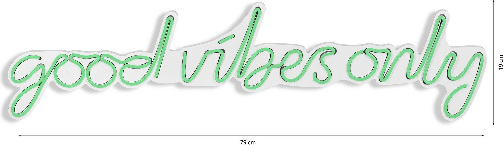 Dritë murale dekorative LED, plastikë, 'Good Vibes Only', ngjyrë e gjelbër
