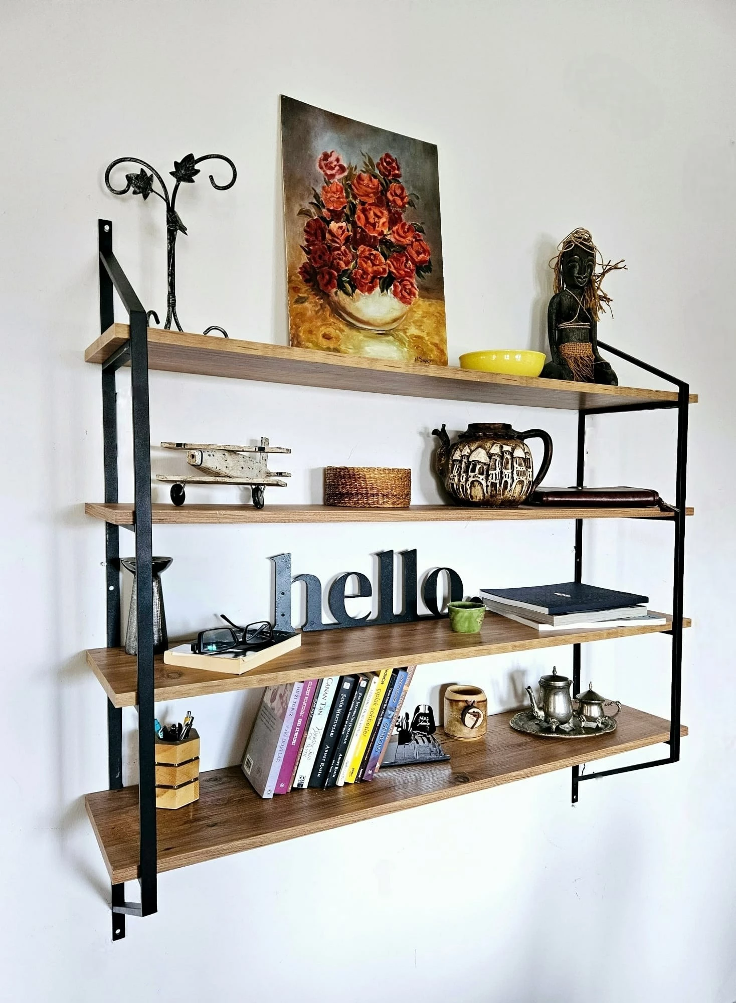 Raft muri Skye Decor, ngjyrë e zezë dhe Atlantic Pine, Raffy4
