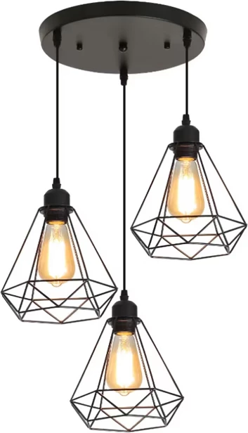 Llambë tavani tre-dritare, metal i zi, D30x25cm