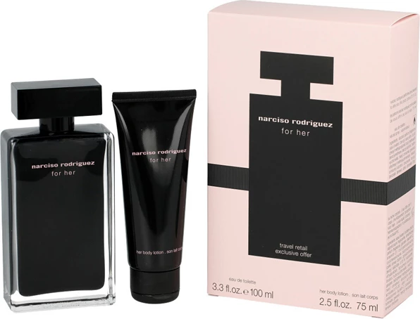 Set Eau de Toilette dhe balsam trupi për femra Narciso Rodriguez For Her, 100ml + 75ml