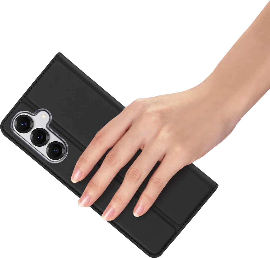 Mbështjellës Dux Ducis Skin Pro për Samsung Galaxy S25+, me xhep kartelash, i zi