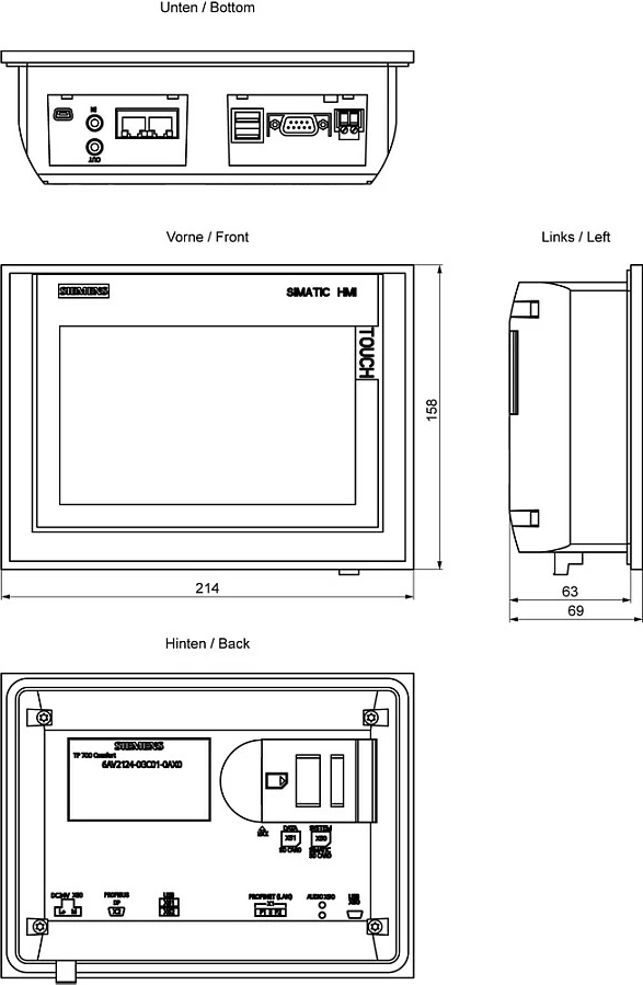 Panel HMI Siemens SIMATIC TP700 Comfort 6AV21240GC010AX0, 7" TFT Touch, Windows CE 6.0, IP65