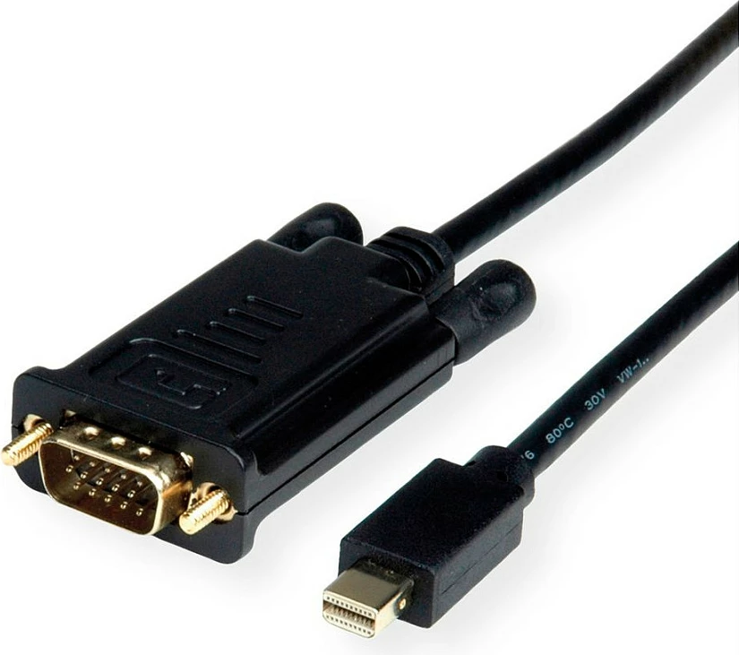 Kabllo ROLINE 04/11/5975 Mini DisplayPort në VGA, 1 m, 1080p, e zezë