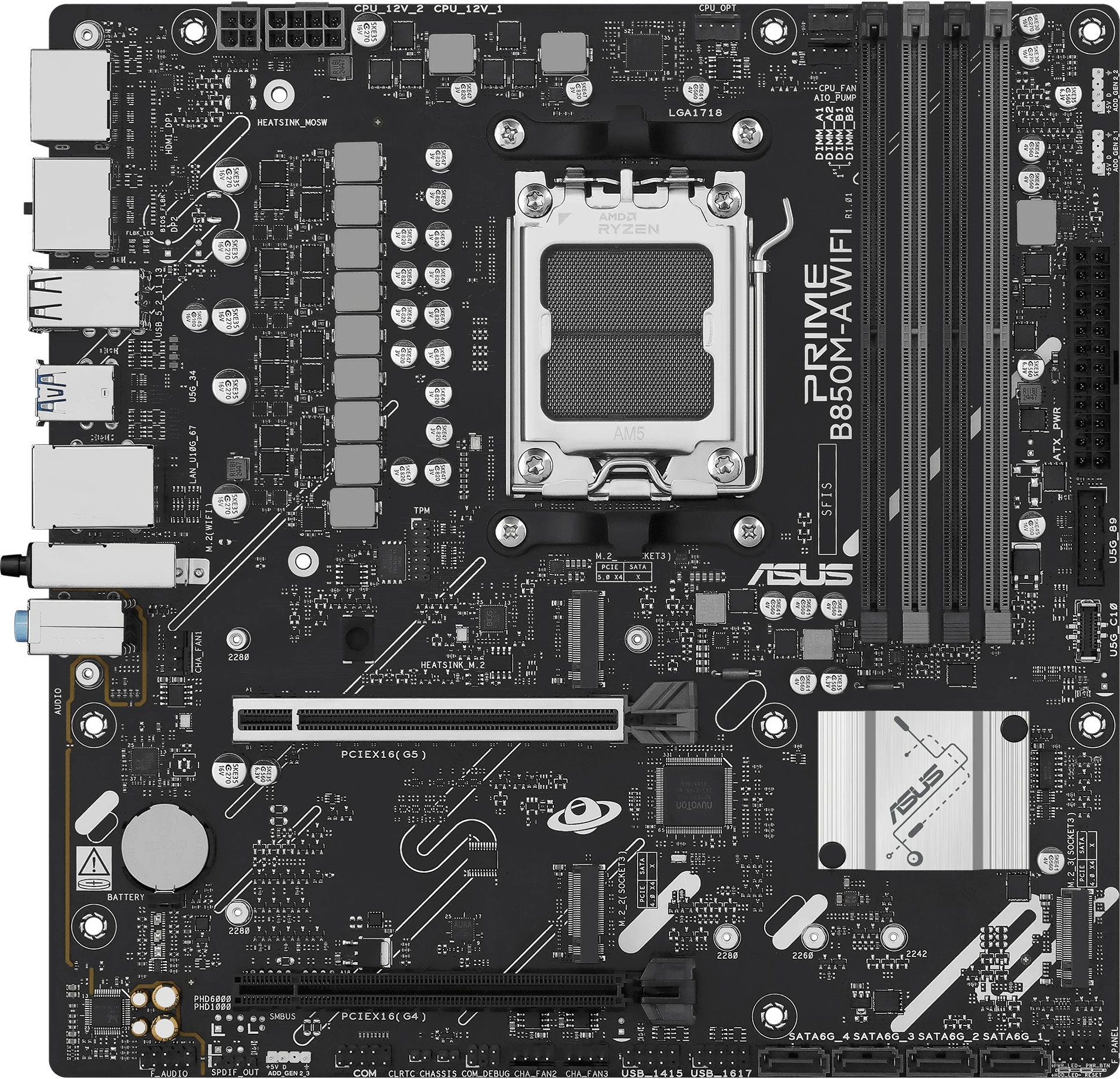 Pllakë amë ASUS PRIME B850M-A WIFI, Intel, micro ATX, WiFi, e zezë