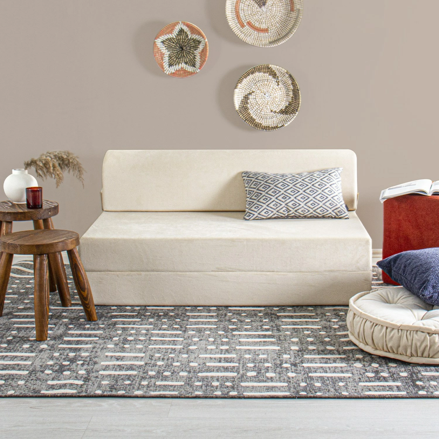 Divan-krevat dy ulëse, kadife bezhë, Atelier del Sofa, Magic