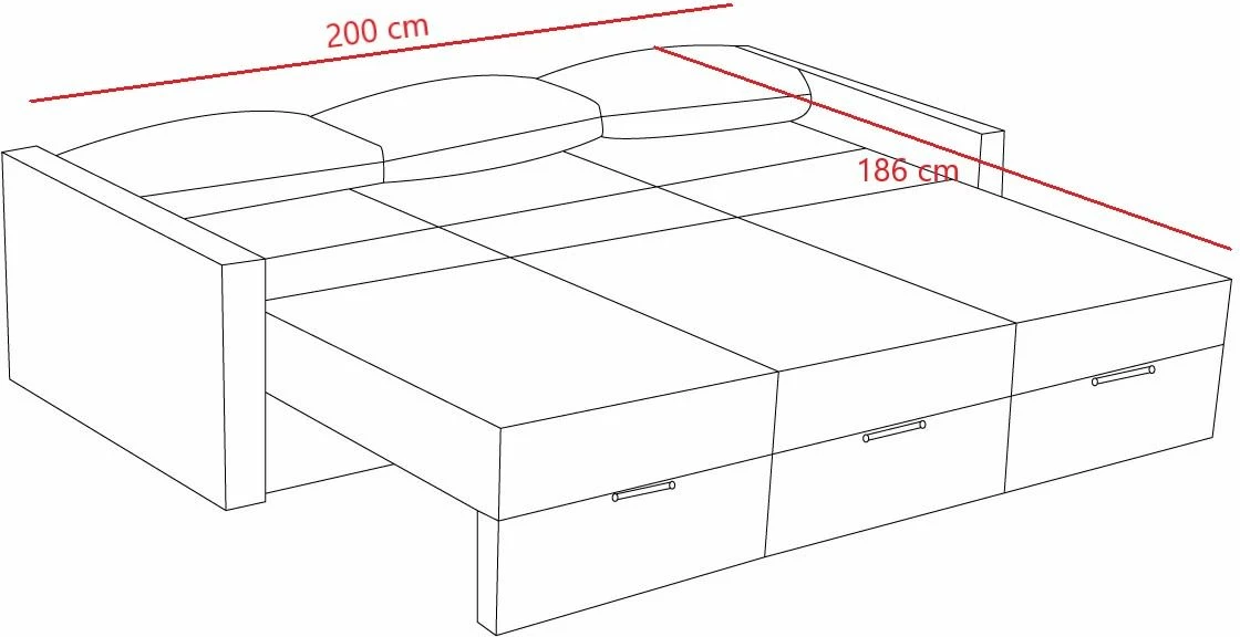 Divan-krevat treshe, Atelier del Sofa, Saros, gri