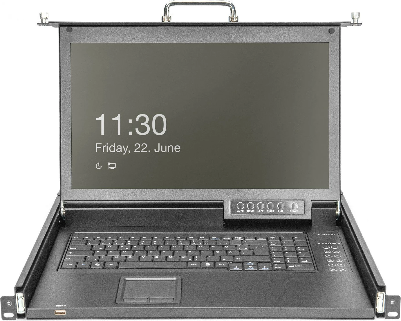 Konsolë modulare Digitus 17" HD LCD, 8-port CAT5 KVM, QWERTZ, e zezë