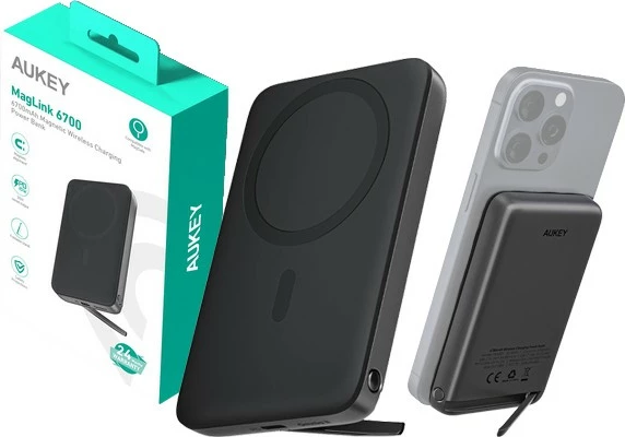 Power bank AUKEY PB-MS01 MagSafe, 6700mAh, 20W, LED, USB-C, e zezë