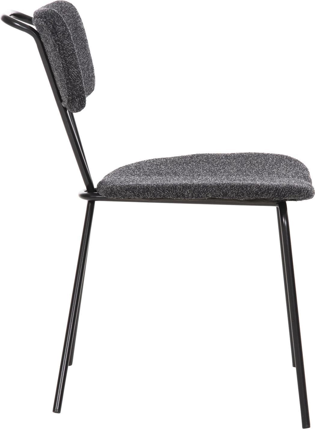 Karrige ngrënieje DORY, kornizë metalike e zezë, pëlhurë gri e errët, 48,5x61x76H cm., set prej 4 copash