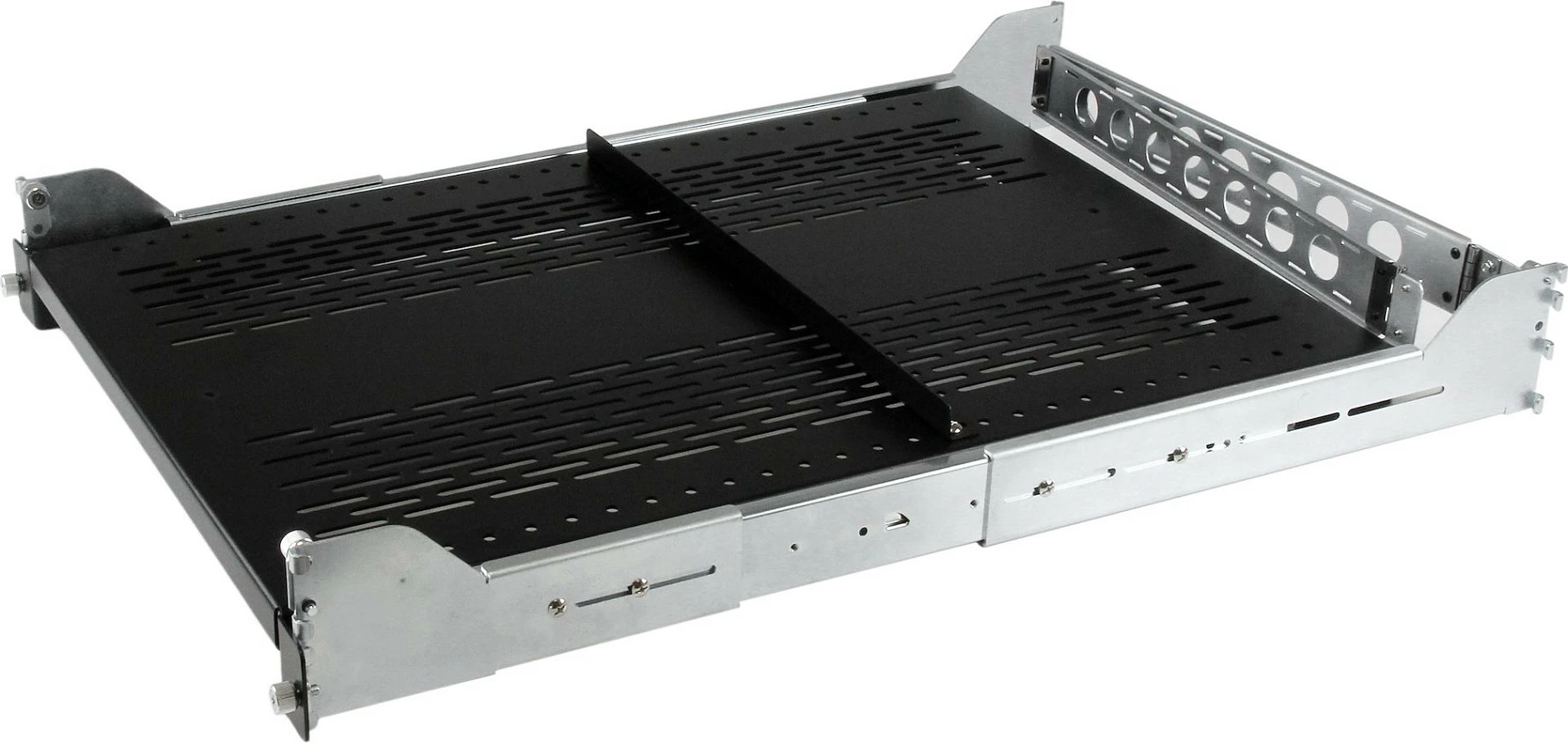 Rafte rrëshqitëse për rack serveri StarTech UNISLDSHF192, 2U, 19", e ventiluar, e rregullueshme 70.2-80.2 cm, 22.7 kg, zezë/argjend