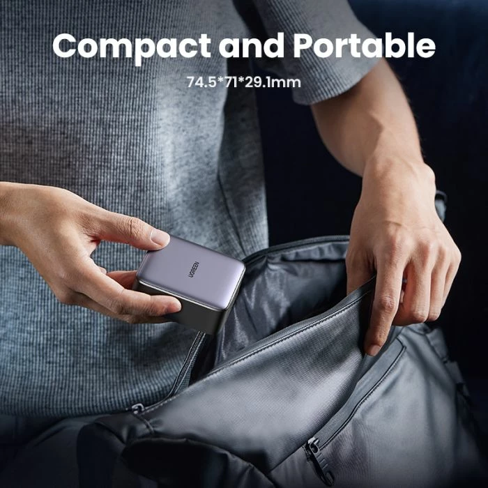 Karikues GaN UGREEN Nexode 65W, 2x USB-C, 2x USB-A, PD 3.0/QC4+, gri e errët