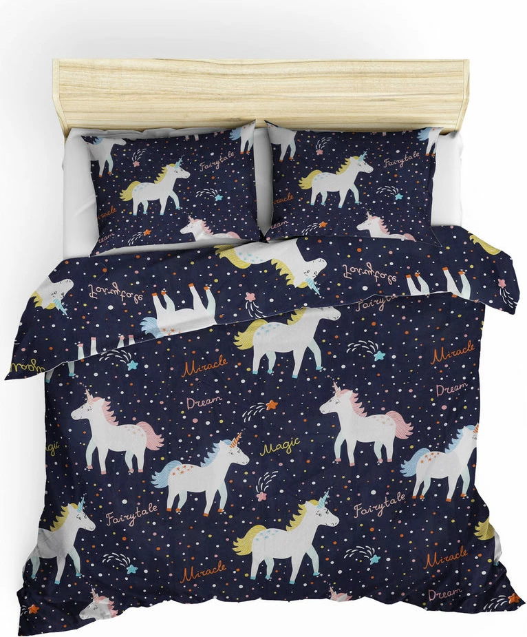 Set mbulesë për jorgan Super King, L'essentiel, Magic Unicorn, ngjyrë kaltër e errët