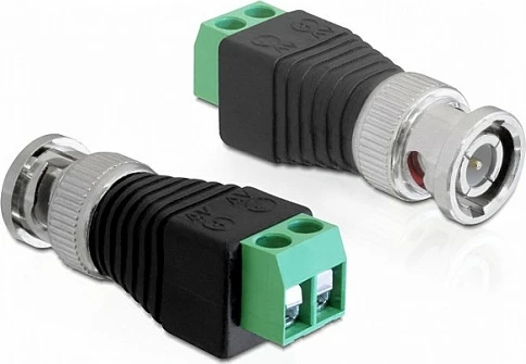 Adapter BNC DeLOCK 65323, BNC mashkull në bllok terminal 2-pin, zi/gri/argjend
