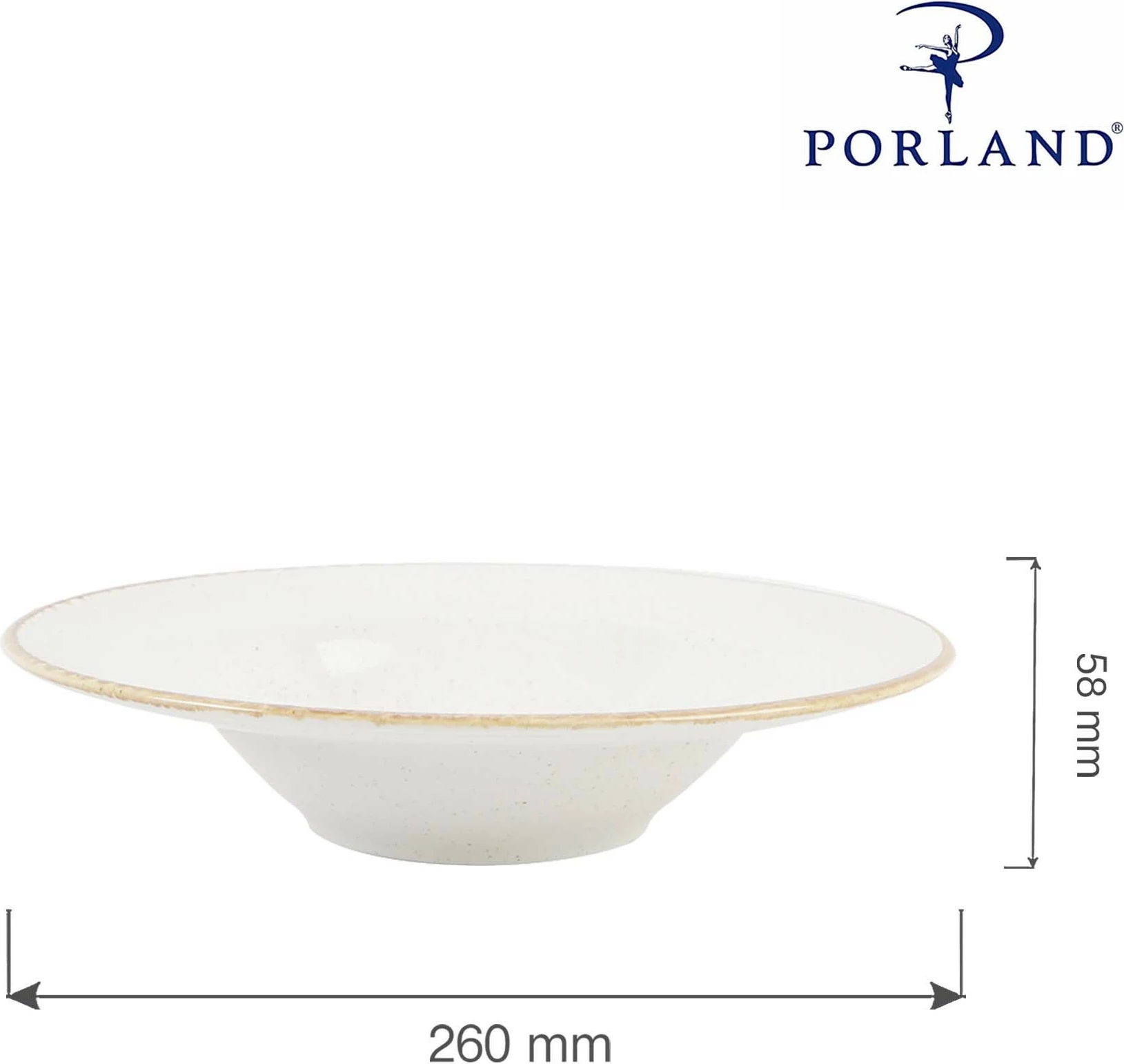 Pjatë pasta Porland Seasons Sand Ø260 mm, krem, set 6 copë