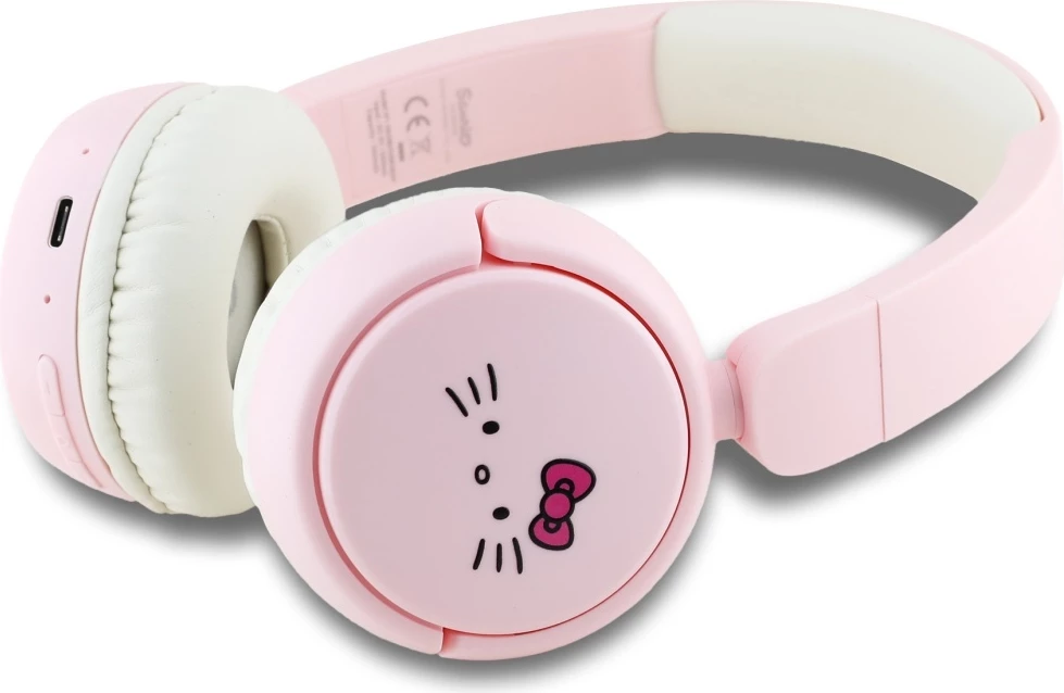 Kufje Bluetooth Hello Kitty Face Logo, on-ear, 30 orë, USB-C, Rozë