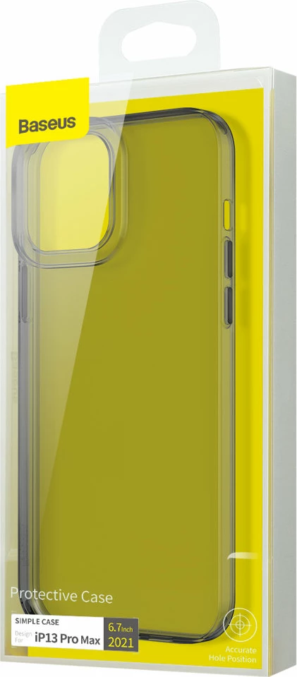 Mbështjellës Baseus Simple Series për iPhone 13 Pro, TPU, i tejdukshëm, zi