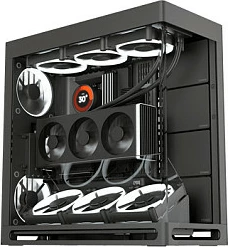 Kasë HAVN HS 420 VGPU, Midi-Tower, E-ATX, tempered glass, PCIe 5.0 riser, e zezë