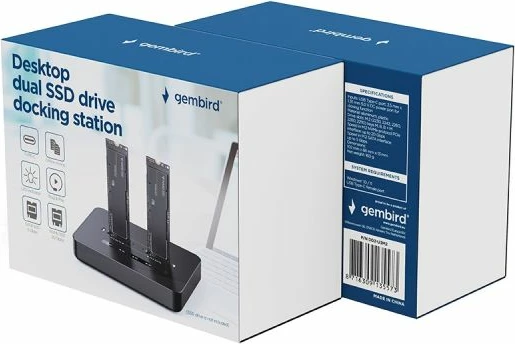 Dok stacion për SSD M.2 Gembird, dual, i zi