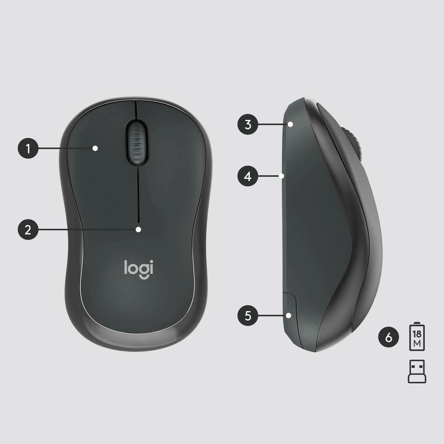 Kombo Logitech MK295 Silent Wireless, Full-size (100%), Wired, USB, QWERTY, Grafit, Maus i përfshirë